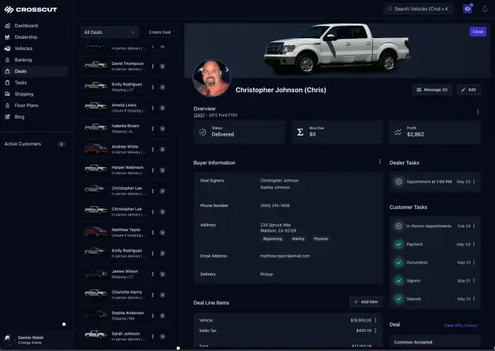 Dealer management system built by a dealer